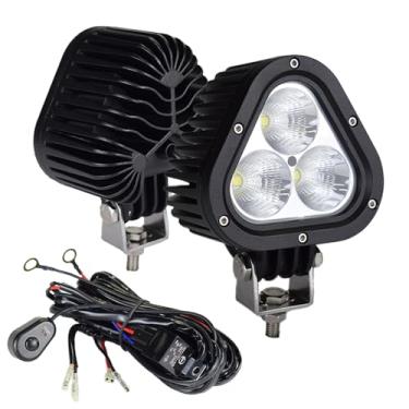 Imagem de Luz LED Offroad de 10 cm Luzes de Direção Triangulares Luzes de Neblina com Chicote de Fiação para Carros, Caminhões, SUV, Motociclo 2 peças (Branco)