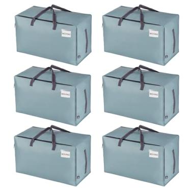 Imagem de VENO Pacote com 6 sacos de mudança e grandes caixas de armazenamento de decoração de Natal com tampas. Alternativa a caixas de mudança, suprimentos de embalagem para faculdade. Bolsas resistentes