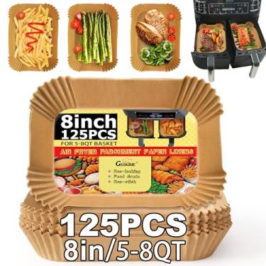 Imagem de GSSKIME Forros de papel para fritadeira a ar, 125 peças de papel manteiga, forros antiaderentes para fritadeira a ar retangular, livre de alvejante para Ninja DZ201, acessórios para fritadeira de ar