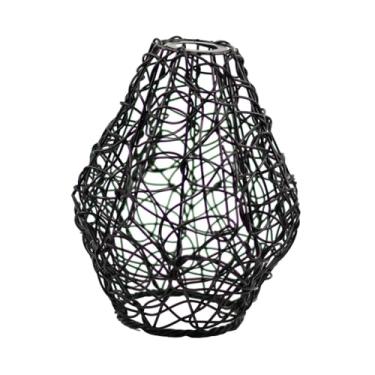 Imagem de Bothyi Arte de ferro abajur gaiola lâmpada boho lustre sombra luminária sombra industrial gaiola para café quarto decoração, Preto