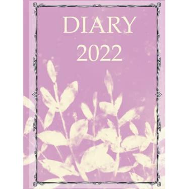 Imagem de Diary 2022: Hardback weekly planner in 8.25x11 a4 format with a beautiful cream purple flower cover design. A simplistic hardcover yearly organizer ... list per page. Unique desk diaries designs.