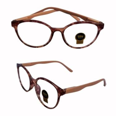 Imagem de Armação Óculos Redondo Brilho Leopardo Sem Grau