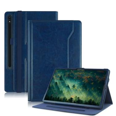 Imagem de DINGGUAGUA Capas compatíveis com Samsung Galaxy Tab S10 Plus 2024/ S9 Plus/ S9 FE Plus 5G 12,4 polegadas 2023 S8+ Plus Capa de negócios de couro PU com rotação 360 automática despertar/hibernar, azul