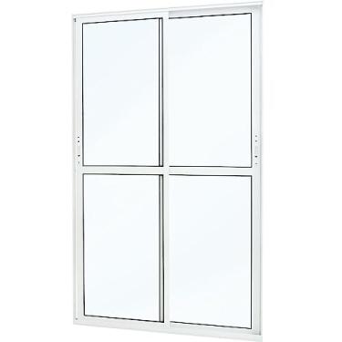 Imagem de Porta de Sacada de Correr de Alumínio Branco 2 Folhas Móveis Atlântica Magnum