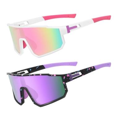 Imagem de MVPTGRS Óculos de sol de beisebol juvenil para meninos e meninas de 8 a 14 anos TR90 armação esportiva infantil para softball, ciclismo, beisebol, golfe, Roxo e rosa, Age 8-14