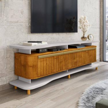 Imagem de Rack para TV Até 75 Polegadas Guarapari 3 Portas Off White/Naturallle Fresado - Móveis Bechara