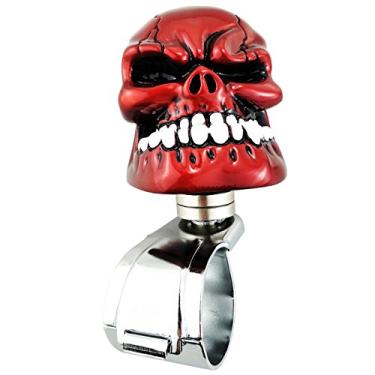 Imagem de Lunsom Volante em forma de crânio, girador, resina, manípulo, controle de aderência, impulsionador, suicídio, ajudante de giro de carro, ajuste universal de veículo (vermelho)