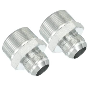 Imagem de PATIKIL Conector adaptador de tubo 1-5/40.6 cm macho 37 ° Flare JIC x 1-1/5.1 cm macho R encaixe de tubulação 2 peças conector hidráulico de encaixe de restrição de alimentação de óleo para sistema de
