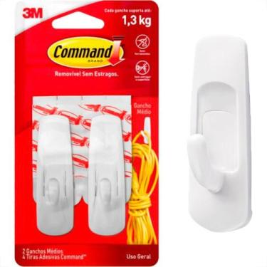 Imagem de Gancho 3M Command Medio Uso Geral 1,3Kg. Branco Com 2 Pecas