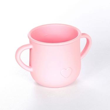Imagem de Copo Infantil De Treinamento Com Alça Bebê Silicone 150ml Rosa