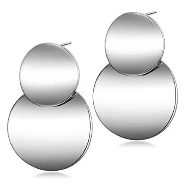 Imagem de Brincos de argola de aço inoxidável Wist, brincos redondos, banhados a ouro, elegantes brincos polidos para mulheres e meninas