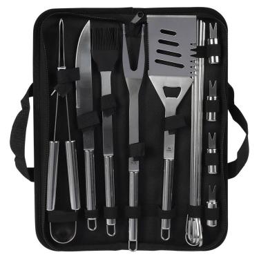Imagem de Kit Churrasco BEL Inox Premium 16 Peças com Estojo 256600