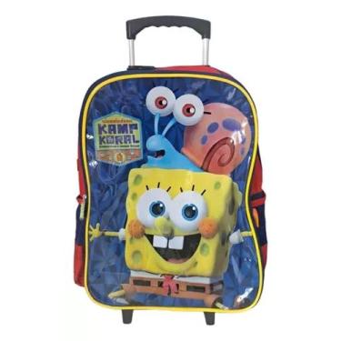 Imagem de Mochila Escolar Com Rodinhas Bob Esponja Luxcel Vermelho
