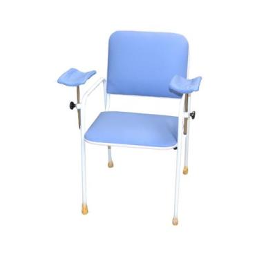 Imagem de Cadeira Coleta de Sangue Standard Com Braço Lateral Azul Céu - Metal S