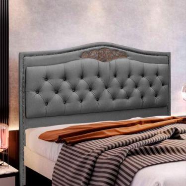 Imagem de Cabeceira Estofada Holanda 1,95 King Size Linho Star Confort, Trovão
