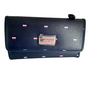Imagem de Tommy Hilfiger Carteira feminina com zíper com vários compartimentos de armazenamento, Azul, Taille unique, americano