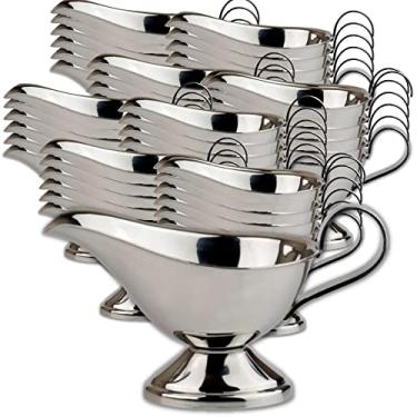 Imagem de Steelite Creations Molho de metal, tamanho de 293 ml, servidor de jarra, bico de bordo, cabo com base, despejador de molho grande para molhos, molhos, manteiga, xarope, restaurante comercial