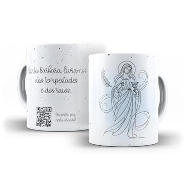 Imagem de Caneca Porcelana Religiosa Com QR Code Oracões Interativas (Santa Bárbara)
