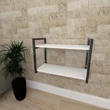 Imagem de Mini estante industrial para sala aço cor preto prateleiras 30cm cor b