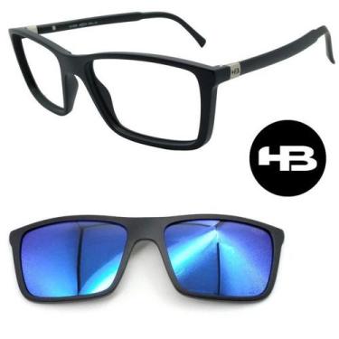 Imagem de Armação de Grau HB 0379 com 1 Clipon - Escolha, Preto fosco, Azul