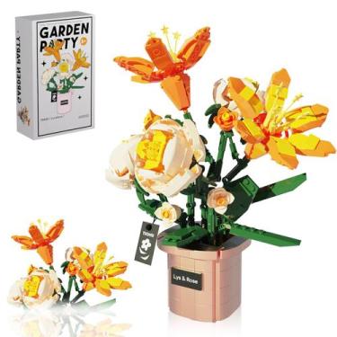 Imagem de Blocos de Montar Flores 554 peças Brinquedo de Encaixar Infantil Vaso 