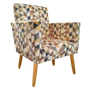 Imagem de Poltrona Nina Com Rodapé Estampada Suede - Maite Moda Casa, Triangulo 