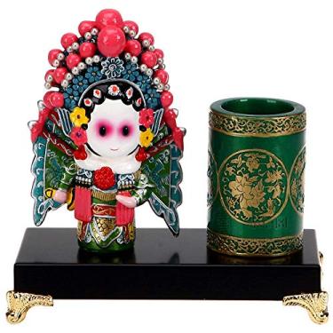 Imagem de Porta-lápis com personagens de ópera de Pequim estilo chinês criativo para escritório e decoração de casa, o acessório de escritório perfeito e presente para amigos, pote de caneta (C)