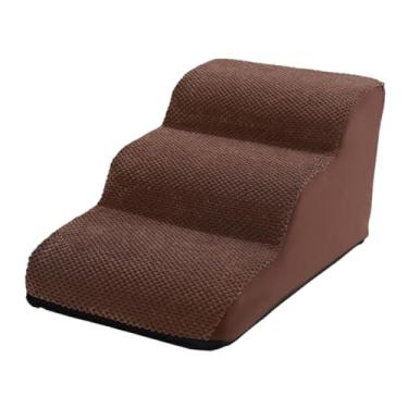 Imagem de Generic Escadas de cachorro para cães pequenos 3 degraus com cobertura lavável removível para cama alta e degraus para animais de estimação, CafÉ