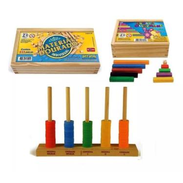 Imagem de Kit Material Dourado, Escala Cuisenaie E Ábaco Argolas Eva - Mundo Fel