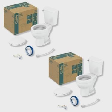 Imagem de Kit 2 Vaso Sanitário com Caixa Acoplada com Acionamento Lateral e Assento Soft Close Branco