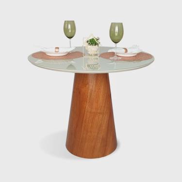 Imagem de Mesa de Jantar Cone Tampo com Vidro Redonda Cairo