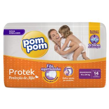 Imagem de Fralda pompom Protek Baby Jumbo Grandinhos 14 fraldas