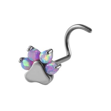 Imagem de Niaspi 20G Bonito Opala Pata Nariz Parafusos para Mulheres Hipoalergênicos G23 Titânio Saca-rolhas Parafusos de Piercing de Narina Delicado Joias, 20g, Titânio, Sem Pedra Preciosa