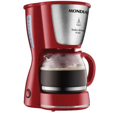 Imagem de Cafeteira Eletrica 550W Mondial Faz 18 Xicaras Ellegance Red Inox 220V