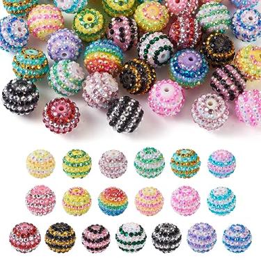 Imagem de Fashewelry 38 peças de strass Bubblegum 20 mm de cor mista bola de discoteca de resina contas redondas de chiclete para caneta com contas cordão chaveiro bolsa corrente fabricação de joias
