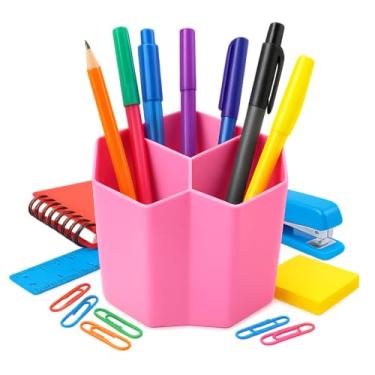 Imagem de Porta Canetas Giratório 360° com 5 Divisórias – Organizador de Mesa - Cores Sortidas