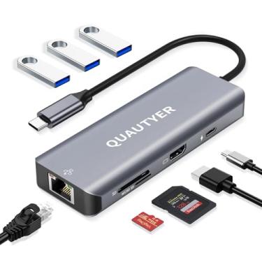Imagem de Adaptador MacBook Multiportas USB-C Hub MacBook Adaptador USB MacBook HDMI Hub USB C com ethernet 1000M 4K HDMI 100W PD 3 Portas USB 3.0 Leitor de cartão SD/TF Adaptador USB para MacBook Air, Dell XPS