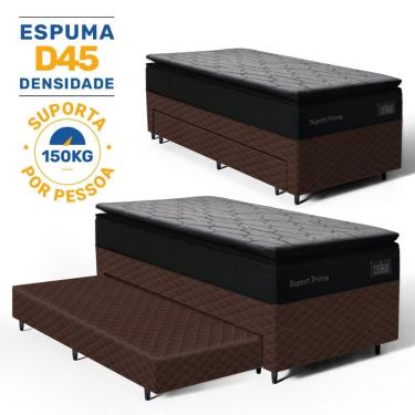 Imagem de Cama Box com Colchão de Espuma D45 Pillow Top Suport Prime + Auxiliar de Espuma Unique Solteiro 88cm