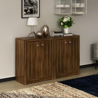 Imagem de Conjunto para Escritório 2 Balcões Office de 2 Portas Nogal - Tecno Mo