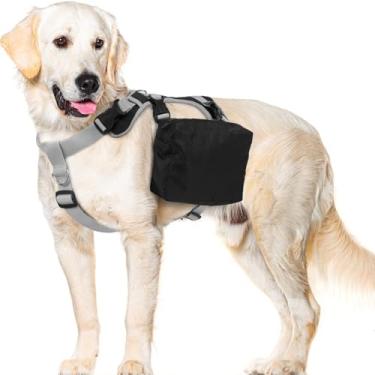 Imagem de OUOBOB Mochila para cães médios e grandes, arnês tático para cães, colete com bolsos laterais para caminhadas, acampamento, viagem, collie, beagles (preto, médio)