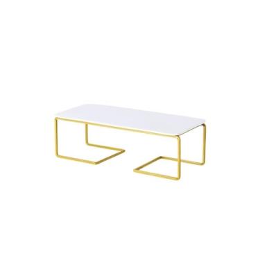 Imagem de Suporte para Bolo Suporte para bolo de ferro forjado, prato de cerâmica branca, forma para cupcake, lanches, prato de sobremesa, suporte para exposição Suporte para Sobremesa(Gold,Pequeno)