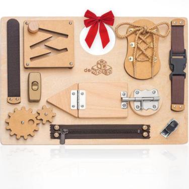 Imagem de Brinquedos Busy Board Democa Montessori para crianças pequenas com 10 