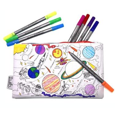 Imagem de Capa lápis Eatsleepdoodle Fun, Educational Space Explorer - Planetas, Rockets, astronautas e pousos na lua para colorir e descobrir, com marcadores de tecido de ponta de feltro laváveis