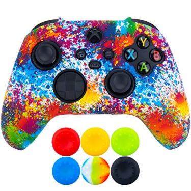 Imagem de 9CDeer 1 Piece of Silicone Transfer Print Protective Thick Cover Skin + 6 Thumb Grips for Xbox Series X/S Controller Paints
