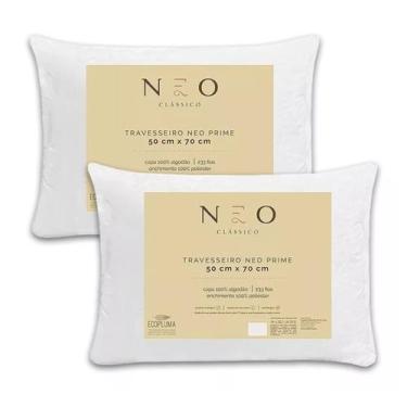 Imagem de Kit 2 Travesseiros Camesa Neo Prime Ecopluma Percal 233 Fios 50x70cm