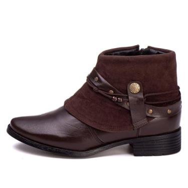 Imagem de Bota Country Feminina Couro Legítimo Fivela Design Exclusivo - Pettina