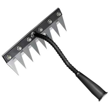 Imagem de ANCEOMU Ferramenta extrator manual de jardinagem com lâmina removível, ferramenta de remoção de ervas daninhas de aço de alto carbono para jardim de gramado de fazenda, tamanhos de dentes 5/6/7/8 (8