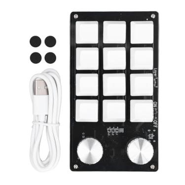 Imagem de TOOLSGO Teclado mecânico com 12 teclas vermelhas, teclado macro USB com 2 botões de controle CC 5V 1A, compatível com sistema operacional WindowsLinux