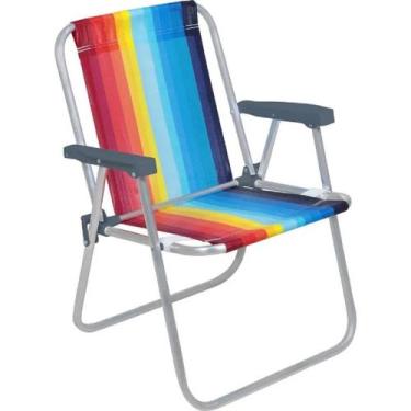 Imagem de Cadeira De Praia Parque Alta Alumínio Dobrável Cores Sortida - Bel Fix