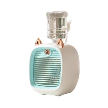 Imagem de 2400mAh Mini Ar Condicionado Portátil Umidificador De Ventilador De Mesa Purificador 3 Velocidades 2 Modo Pulverizador USB Carro De Camping Em Casa(Azul)
